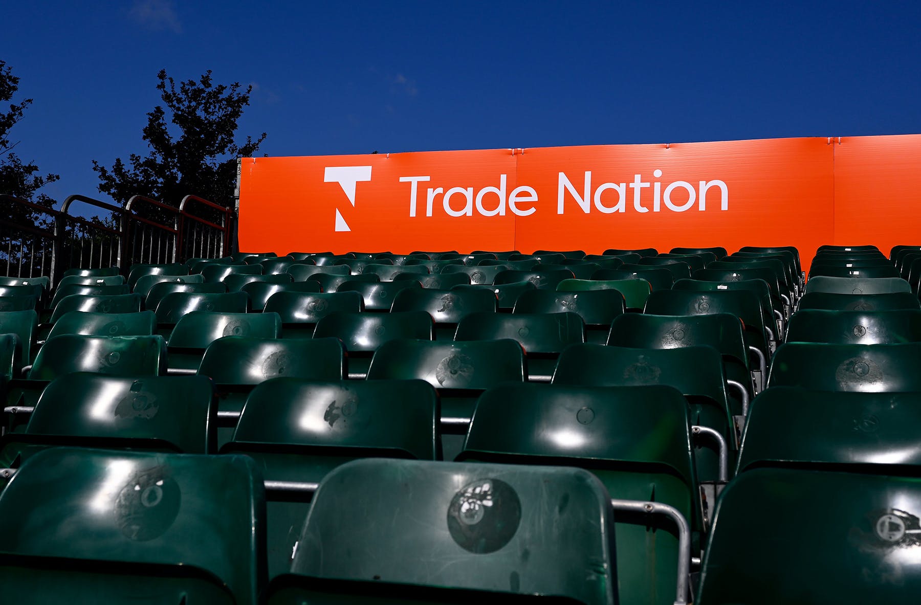 Trade Nation branding on the Somerset County Cricket Club stand